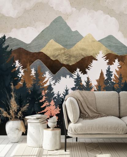 abstract tree and mountains wallpaper