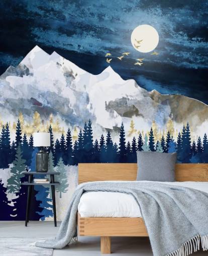 dunkelblaue und hellgraue abstrakte Bergtapete dunkelblaue und hellgraue abstrakte Bergtapete