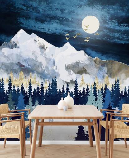 carta da parati astratta di montagna blu scuro e grigio chiaro