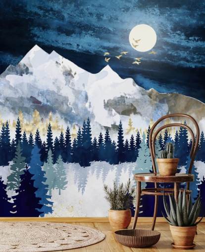 carta da parati astratta di montagna blu scuro e grigio chiaro