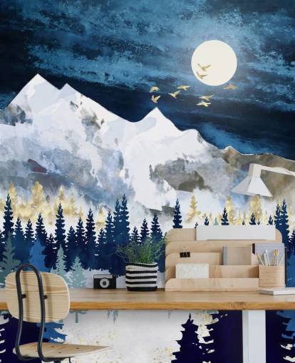 carta da parati astratta di montagna blu scuro e grigio chiaro