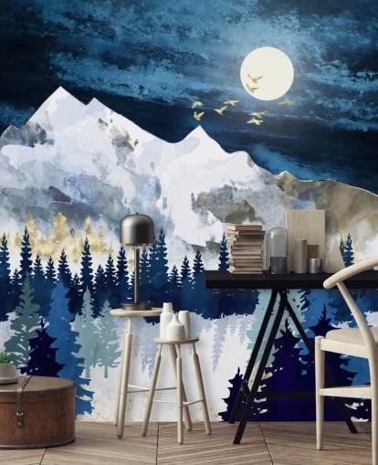 carta da parati astratta di montagna blu scuro e grigio chiaro