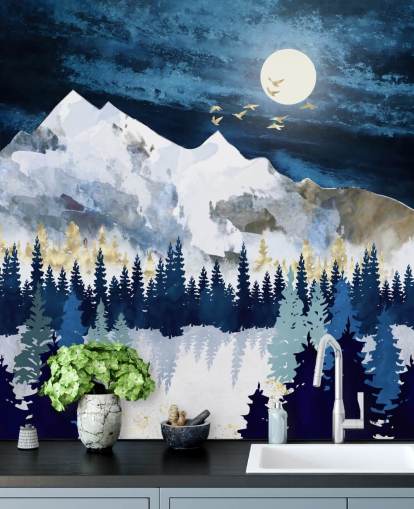 carta da parati astratta di montagna blu scuro e grigio chiaro