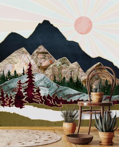 Retro Autumn Vista Mountain Wallpaper