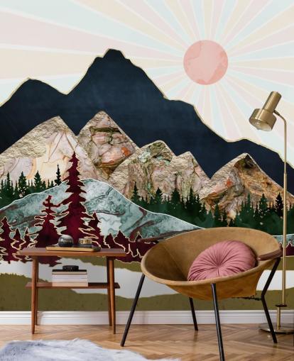 Retro Autumn Vista Mountain Wallpaper