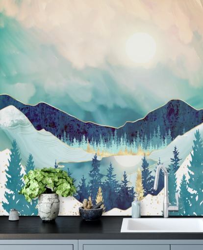 blue and white mountain wallpaper