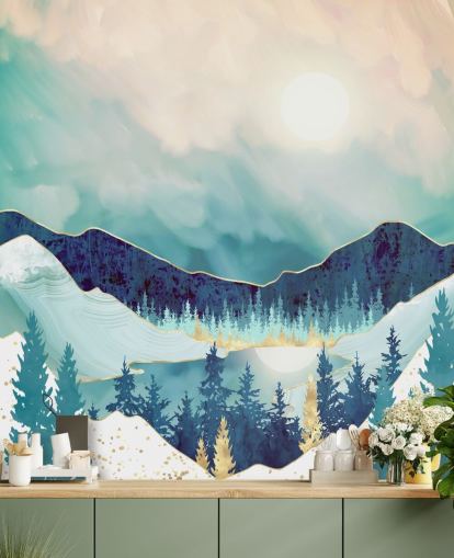 carta da parati di montagna blu e bianca carta da parati di montagna blu e bianca