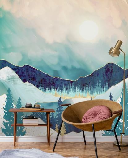 carta da parati di montagna blu e bianca carta da parati di montagna blu e bianca