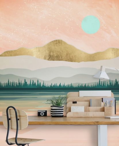 light pink, pale green and gold mountain wallpaper light pink, pale green and gold mountain wallpaper