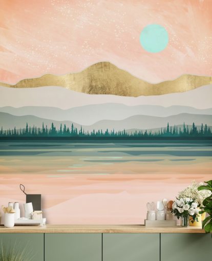 light pink, pale green and gold mountain wallpaper light pink, pale green and gold mountain wallpaper