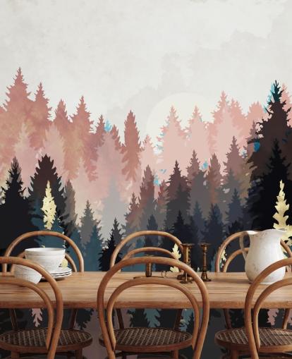 mörkblå och rosa skog tapeter