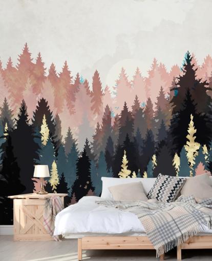 tummansininen ja vaaleanpunainen metsä tapetti tummansininen ja vaaleanpunainen metsä tapetti