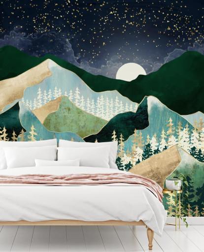 green and gold mountains with night sky wallpaper green and gold mountains with night sky wallpaper