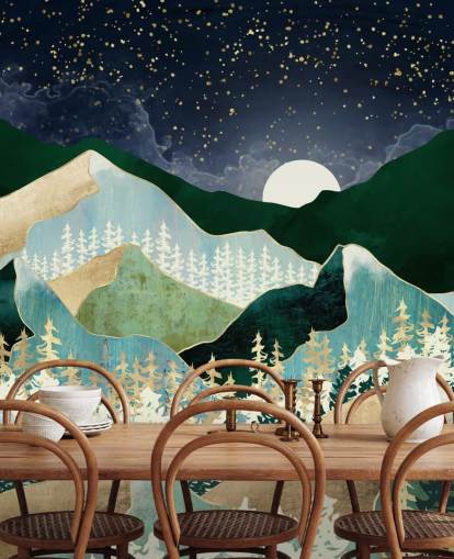 grüne und goldene Berge mit Nachthimmel Tapete grüne und goldene Berge mit Nachthimmel Tapete