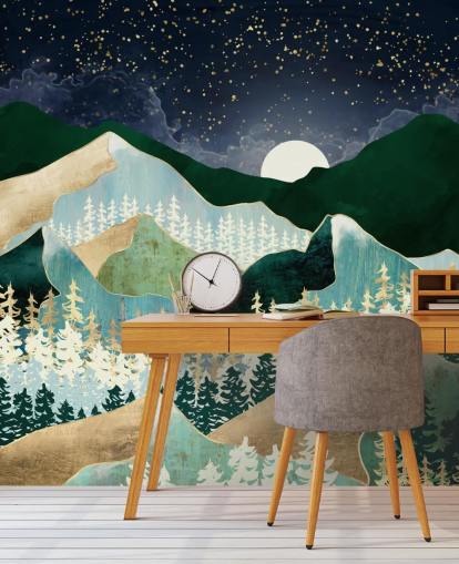 green and gold mountains with night sky wallpaper green and gold mountains with night sky wallpaper