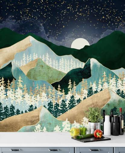 green and gold mountains with night sky wallpaper green and gold mountains with night sky wallpaper