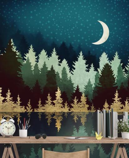 marine- en goudbos- en meerbehang