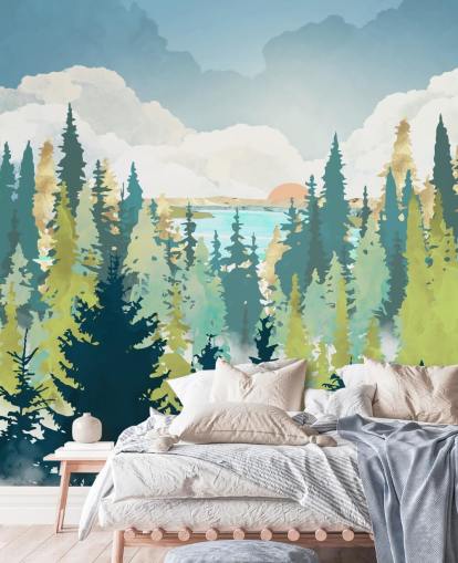 mörkgrön och ljusgrön skog tapeter