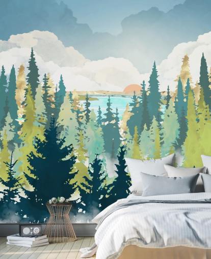 mörkgrön och ljusgrön skog tapeter