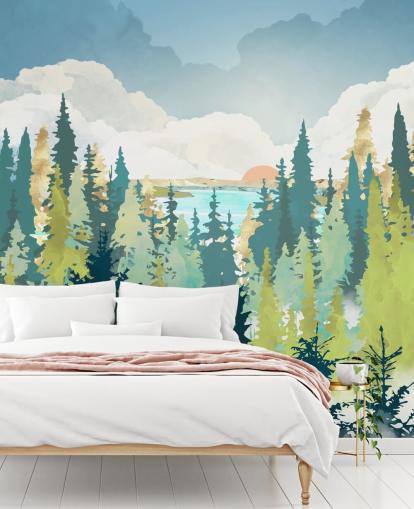 mörkgrön och ljusgrön skog tapeter