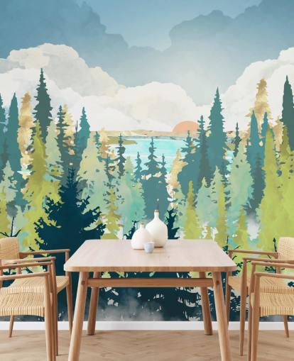 mörkgrön och ljusgrön skog tapeter