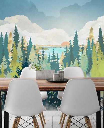 mörkgrön och ljusgrön skog tapeter