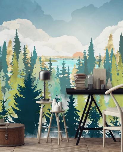 tummanvihreä ja vaaleanvihreä metsä tapetti tummanvihreä ja vaaleanvihreä metsä tapetti