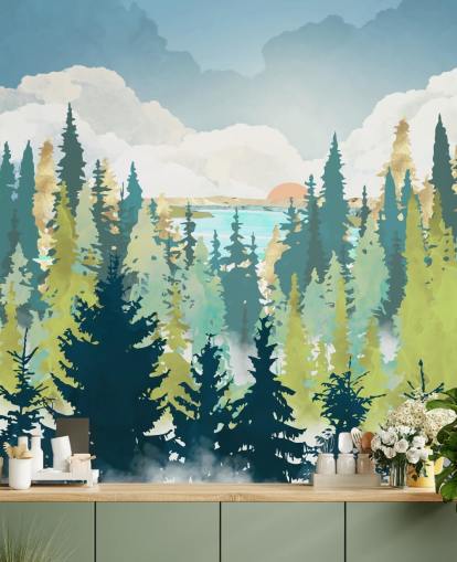 tummanvihreä ja vaaleanvihreä metsä tapetti tummanvihreä ja vaaleanvihreä metsä tapetti