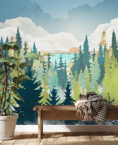 mörkgrön och ljusgrön skog tapeter