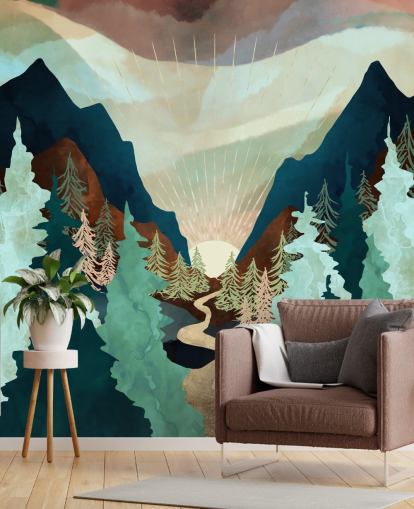 mint green, navy and brown trees wallpaper mint green, navy and brown trees wallpaper