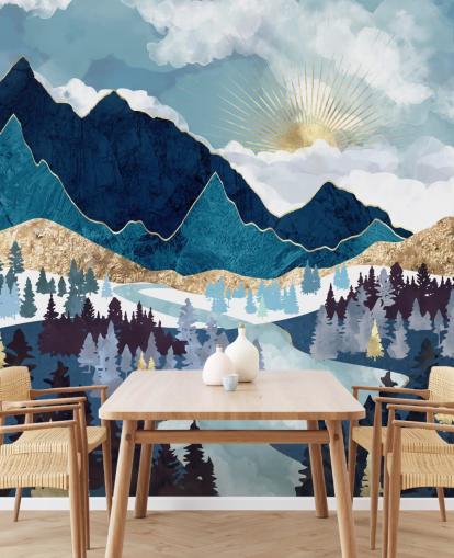 Marine und Gold Mountain Tapete