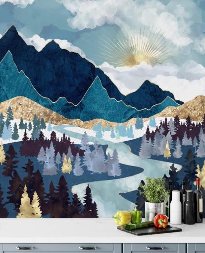 Marine und Gold Mountain Tapete Marine und Gold Mountain Tapete