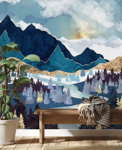 Marine und Gold Mountain Tapete