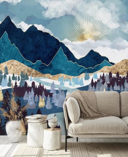 Marine und Gold Mountain Tapete