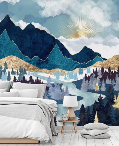 Marine und Gold Mountain Tapete