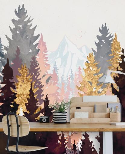 maroon, pink and gold trees wallpaper maroon, pink and gold trees wallpaper