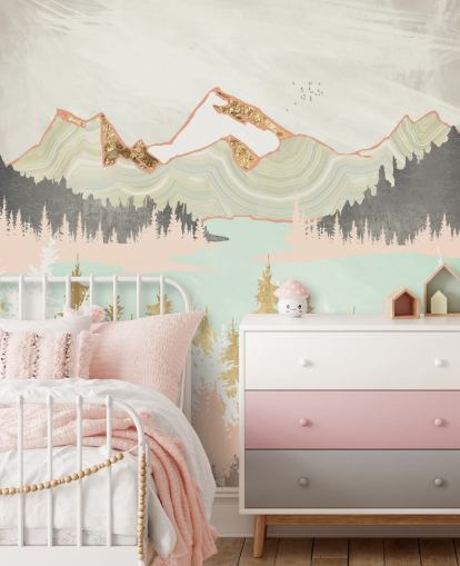 pastell rosa, grå och guld abstrakt berg tapet pastell rosa, grå och guld abstrakt berg tapet