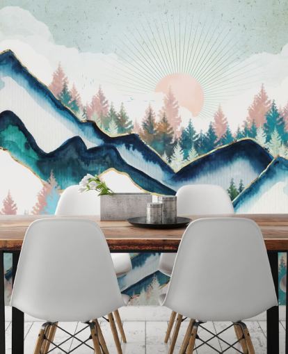 papel de parede de arte da marinha e montanha rosa papel de parede de arte da marinha e montanha rosa