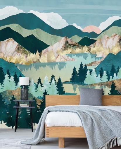 green and blue abstract landscape wallpaper