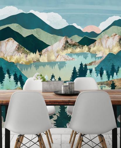 green and blue abstract landscape wallpaper