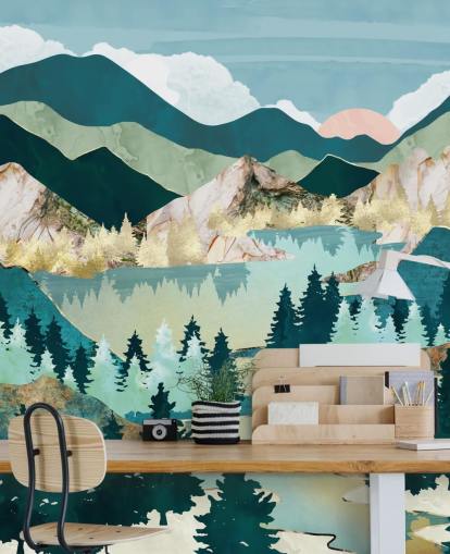 papel de parede de paisagem abstrata verde e azul papel de parede de paisagem abstrata verde e azul