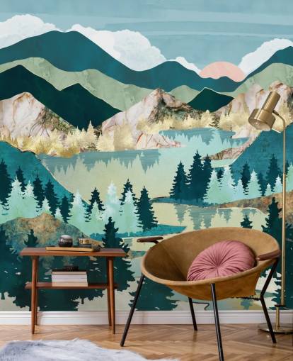 carta da parati paesaggio astratto verde e blu carta da parati paesaggio astratto verde e blu