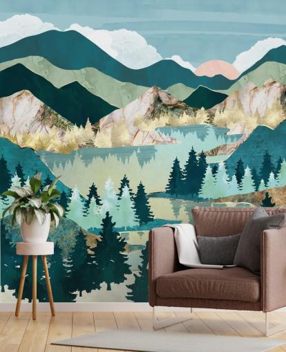 green and blue abstract landscape wallpaper