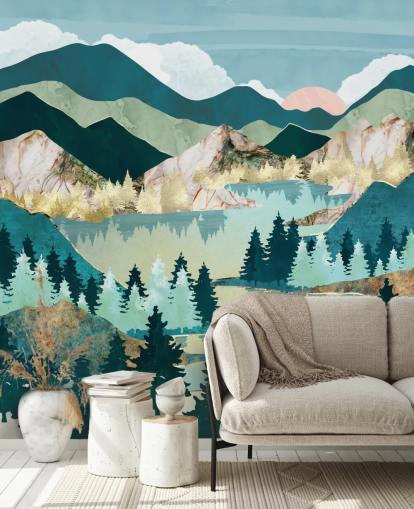 vihreä ja sininen abstrakti maisema tapetti vihreä ja sininen abstrakti maisema tapetti