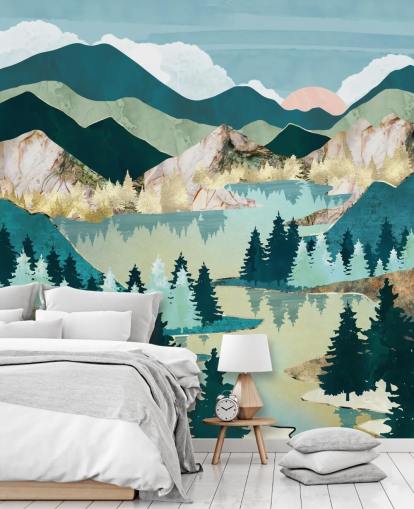 vihreä ja sininen abstrakti maisema tapetti vihreä ja sininen abstrakti maisema tapetti