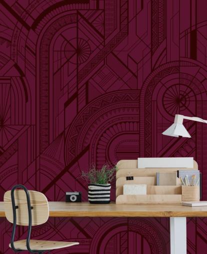 papel pintado con estampado de color vino tinto