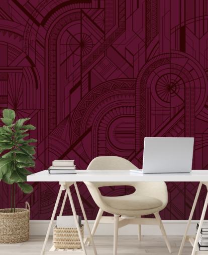 papel pintado con estampado de color vino tinto