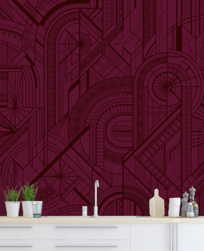 papel pintado con estampado de color vino tinto