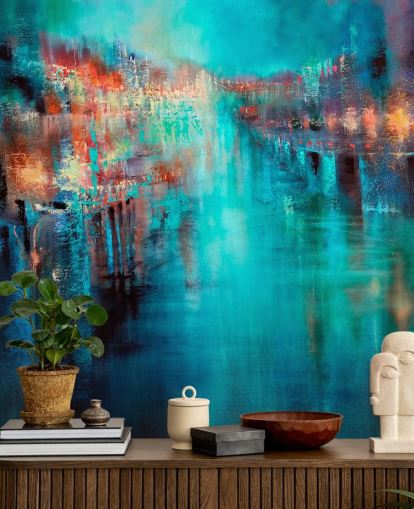 papier peint peinture turquoise