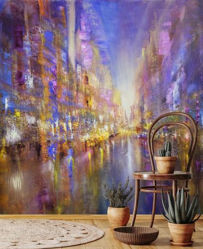 carta da parati viola astratta città pittura carta da parati viola astratta città pittura
